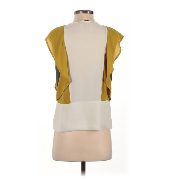 Zara Basic Flutter Sleeve Blouse Green XS - Picture 2 of 3